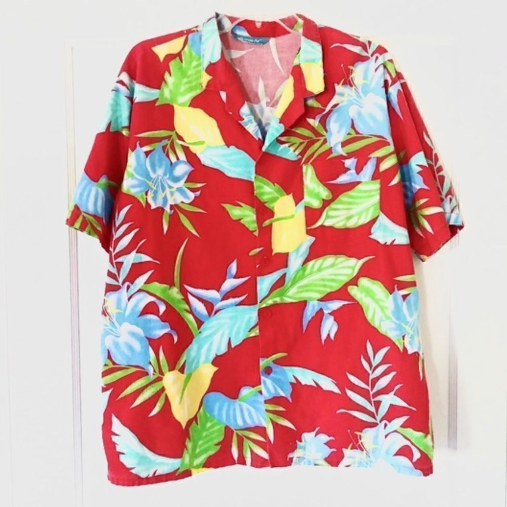 Vintage Colorful Tropical Button Up Shirt
